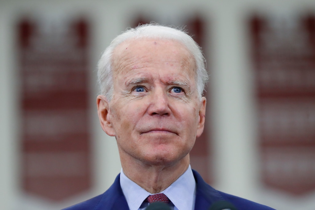 (Paul Sancya | AP file photo) In this March 9 photo, Democratic presidential candidate former Vice President Joe Biden speaks during a campaign rally at Renaissance High School in Detroit.