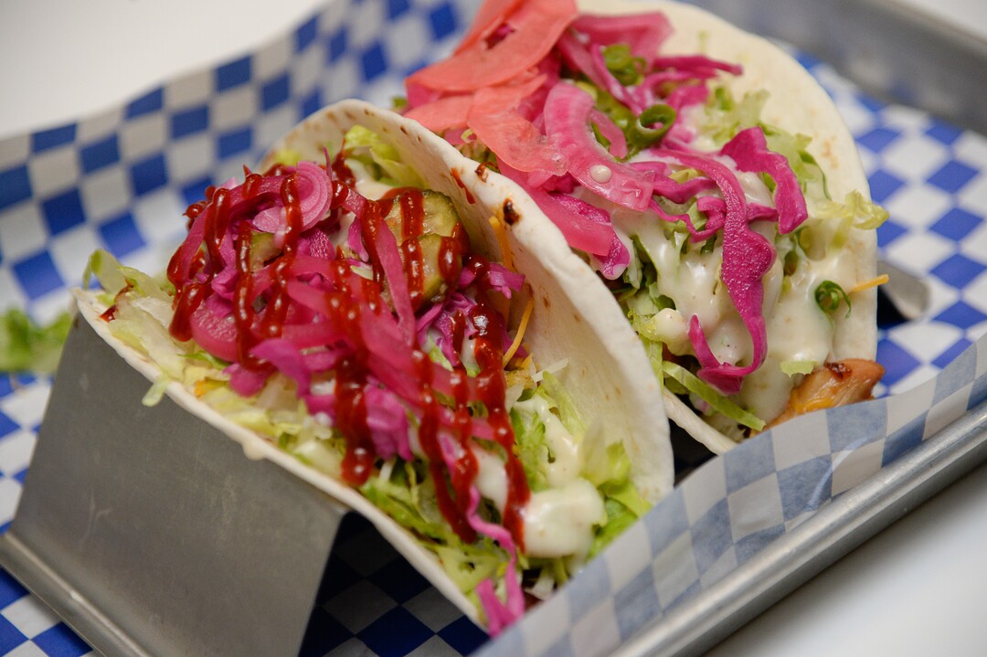 (Francisco Kjolseth  |  The Salt Lake Tribune)  Korean street tacos of chicken and pork at the Angry Korean fusion restaurant in South Jordan.