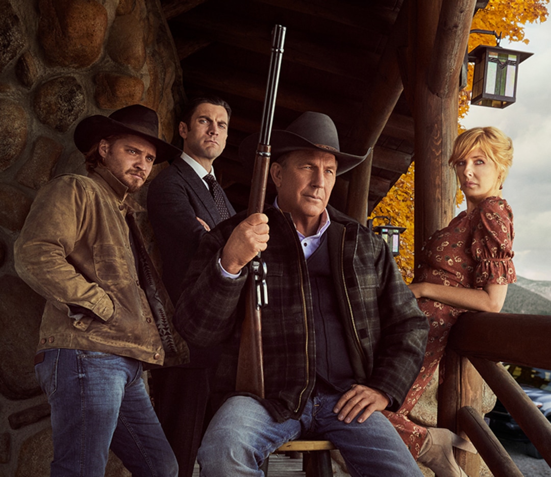 (Photo courtesy Paramount Network) Luke Grimes as Kayce Dutton, Wes Bentley as Jamie Dutton, Kevin Costner as John Dutton and Kelly Reilly as Beth Dutton in “Yellowstone.”