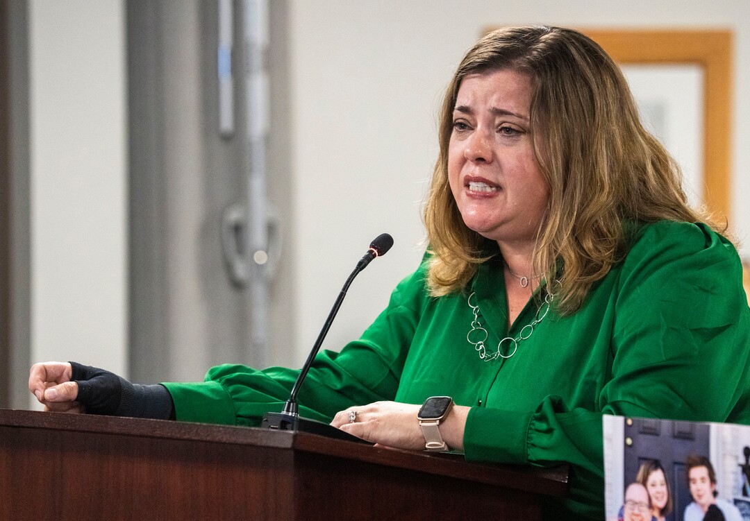 (Rick Egan | The Salt Lake Tribune)  Linda Isom talks about her adopted children, during a public hearing on the Utah State Board's recent rules for teaching about racism in the K-12 classroom at the State Board of Education in Salt Lake City, on Thursday, July 22, 2021.