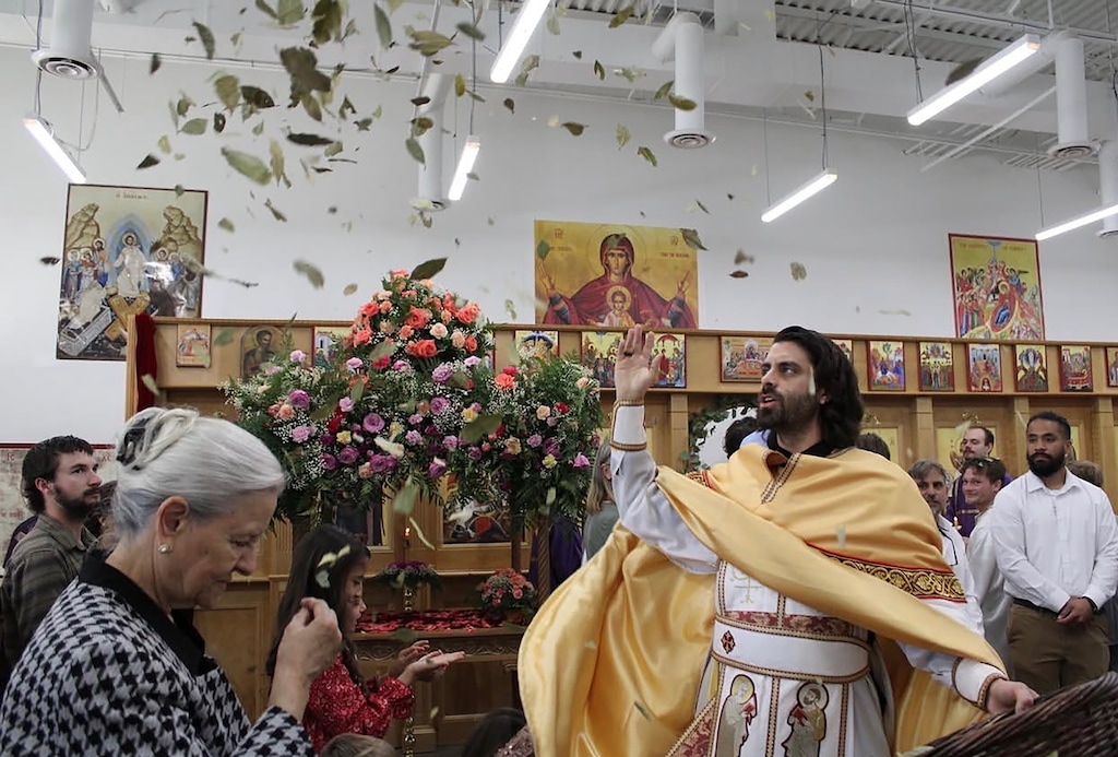 (St. George Orthodox Church) Father Mykel Giannakakos conducts a service in St. George.
