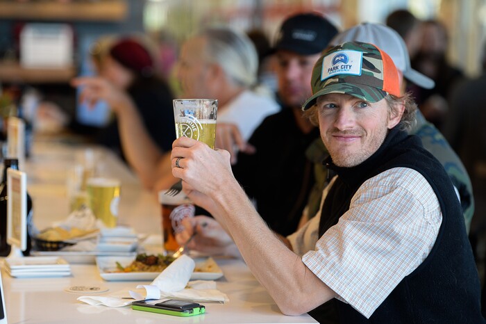 (Francisco Kjolseth  |  The Salt Lake Tribune)  Scott Ray, President and Co-founder of Park City Brewery, sits down to enjoy a pint of his own beer produced directly for the new Silver Mine Taproom which resides inside the new Whole Foods Market in Park City at Kimball Junction. 