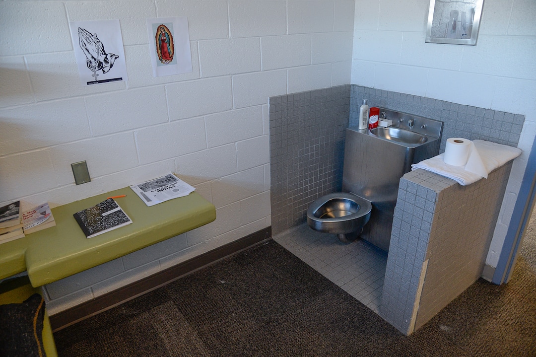 (Francisco Kjolseth  |  The Salt Lake Tribune) Juvenile Justice Services holds a press conference at Decker Lake Youth Center in West Valley City on Wednesday, Jan. 15, 2020, to discuss its success after juvenile justice reforms were passed in 2017. A walking tour provided a glimpse into one of the resident rooms which are locked at night.