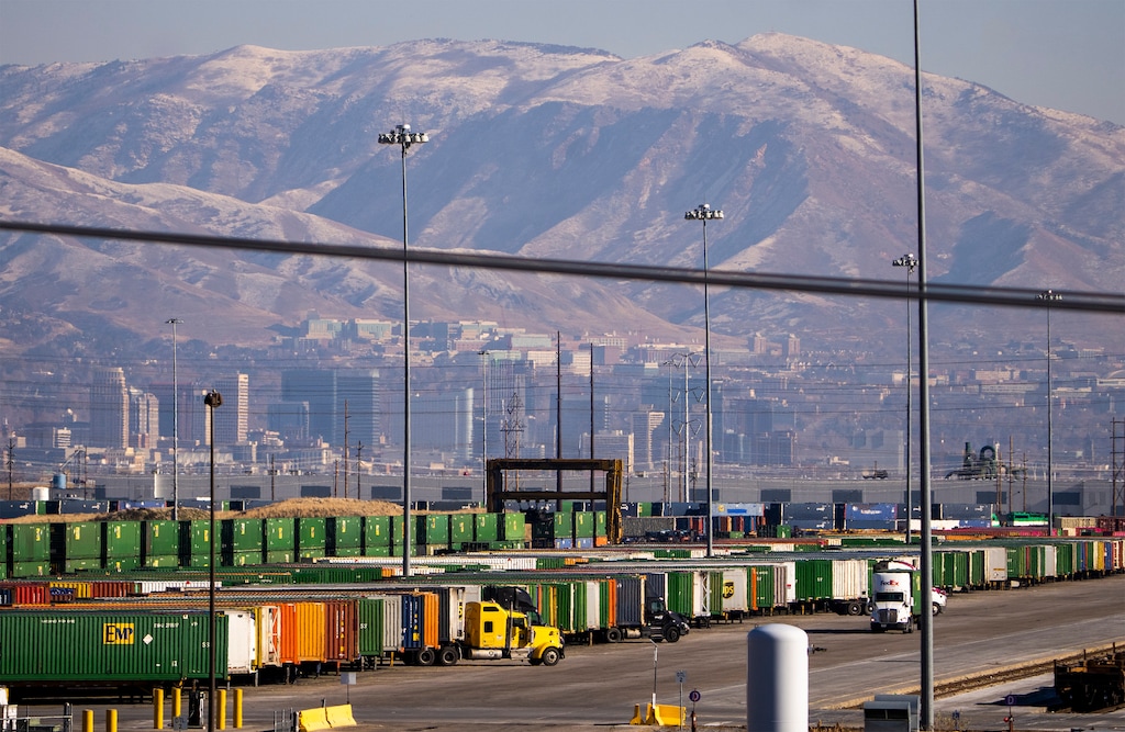 (Rick Egan | The Salt Lake Tribune)  The Salt Lake City Intermodal Terminal, on Tuesday, December 26, 2023.