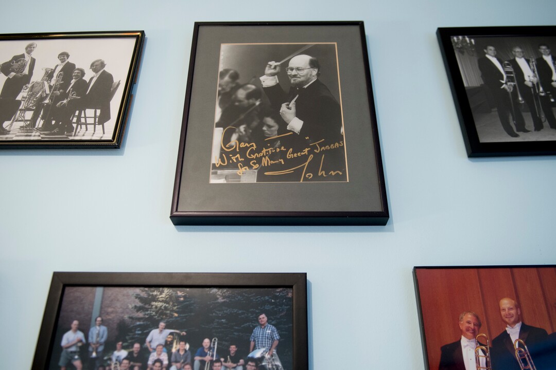 (Jeremy Harmon  | The Salt Lake Tribune) An autographed picture of film composer John Williams hangs in Gary Ofenloch's music room. The picture was a gift after Ofenloch toured with Williams in 1983 performing Williams' soundtrack for The Return of the Jedi. Ofenloch is retiring after 36 years as the principal tuba player for the Utah Symphony. He is the longest tenured brass player in the symphony's history.