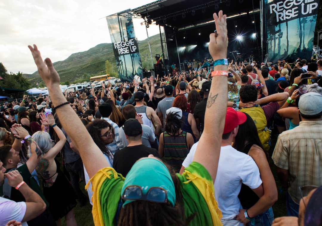 (Rick Egan  |  The Salt Lake Tribune)   The crowd cheers as Stephen Marley plays the opening day of the 3-day Reggae Rise Up Festival at the Rivers Edge in Heber City, Friday, Aug. 24, 2018.