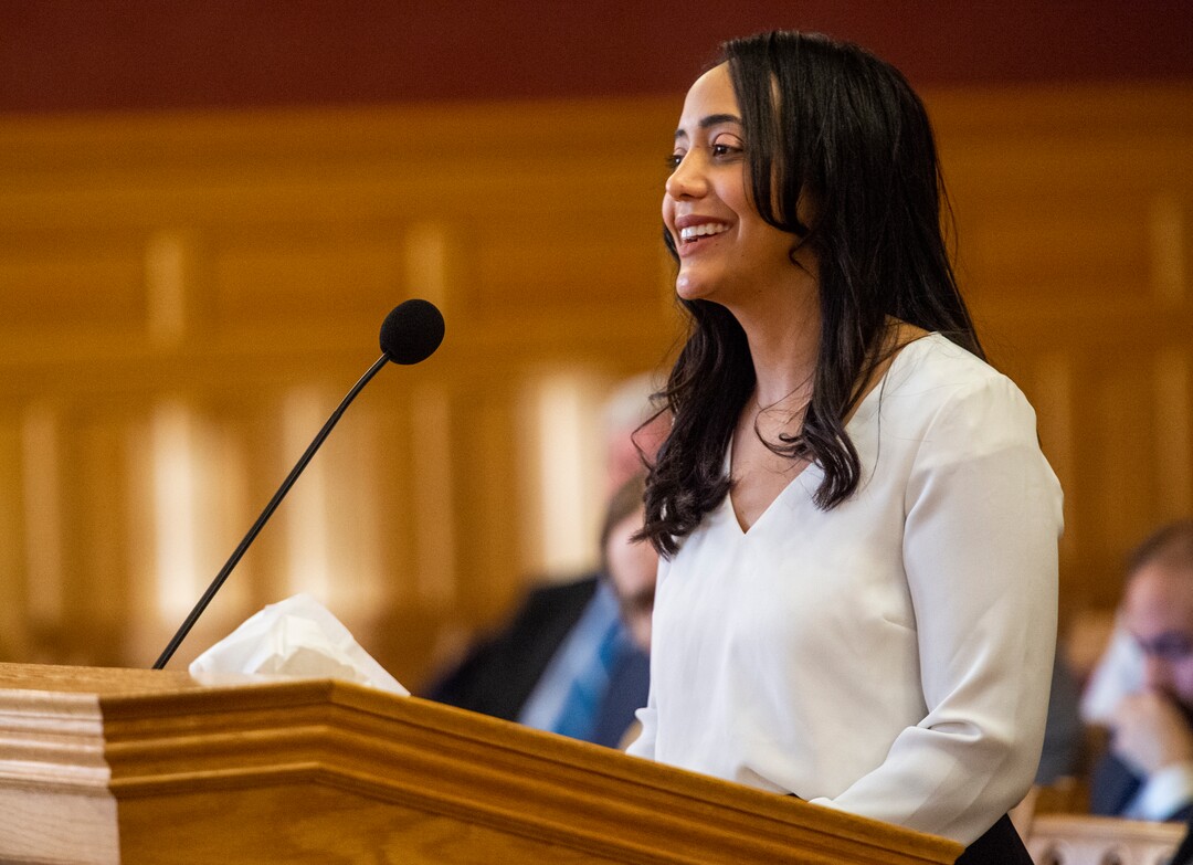 (Rick Egan  |  The Salt Lake Tribune)     Jenny Hobbs speaks to the Salt Lake City Council, as she applies for the City Counsel position vacated by Mayor Erin Mendenhall. More than 20 people candidates were given 5 minutes each to speak at the meeting, Tuesday, Jan. 21, 2020.