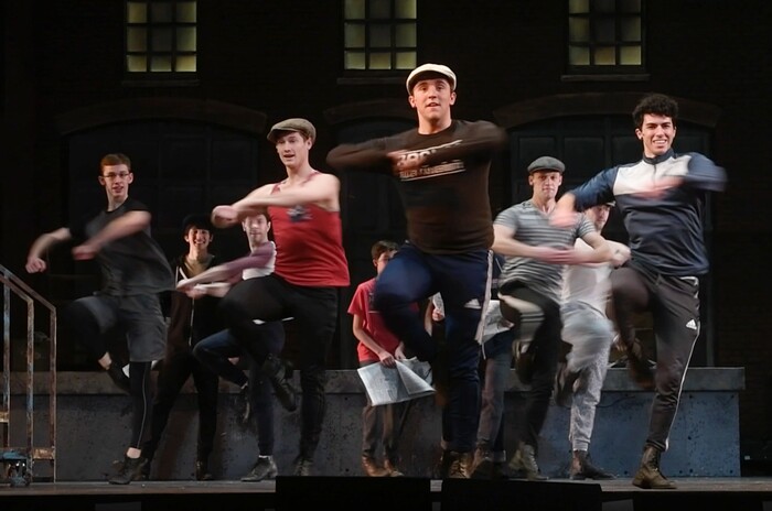 (Rick Egan  |  The Salt Lake Tribune)  Pioneer Theatre Company rehearses the acrobatic anthem "Seize the Day" on Wednesday, Nov. 29, for the upcoming production of "Newsies," which opens Dec. 1.