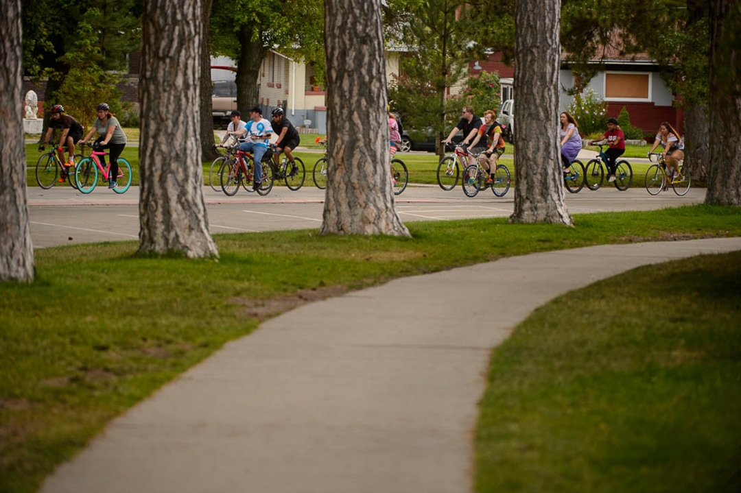 (Trent Nelson | The Salt Lake Tribune)Cyclists gather and ride around Salt Lake City's Liberty Park, Saturday July 21, 2018, in remembrance of Cameron Hooyer, a rider who was killed by a FrontRunner train during a 999 Ride on Thursday.