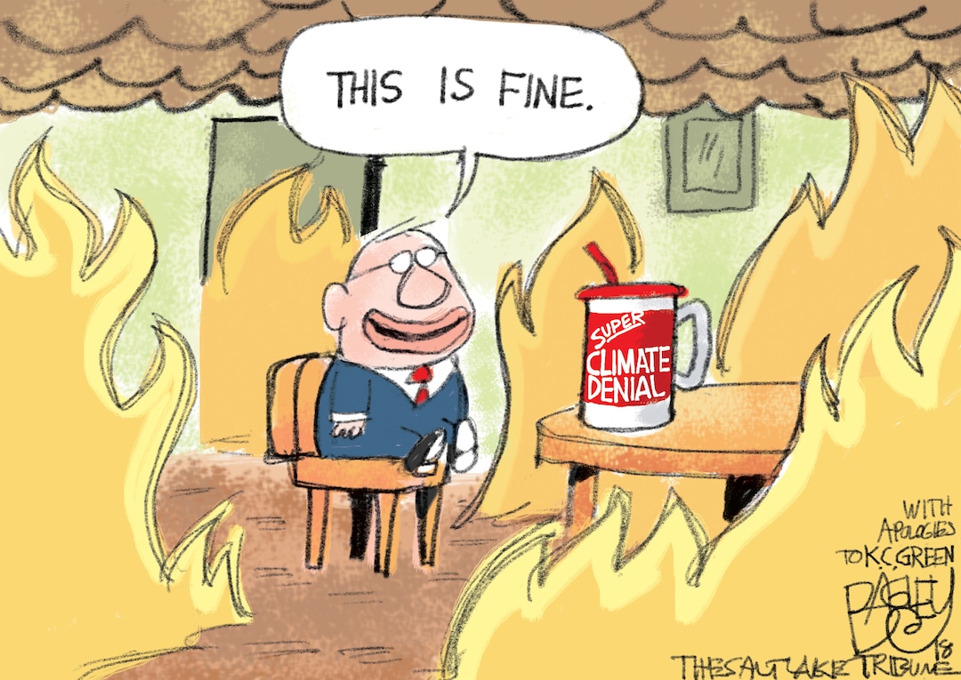 (Pat Bagley | The Salt Lake Tribune) This Pat Bagley cartoon, titled “This is Not Fine,” appears in The Salt Lake Tribune on Tuesday, July 10, 2018.