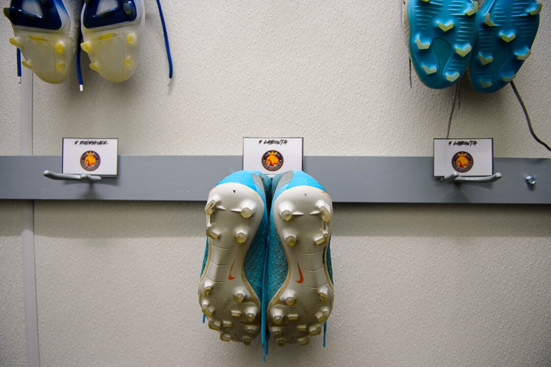 (Trent Nelson | The Salt Lake Tribune)Utah Royals midfielder Lo’eau LaBonta's cleats at Rio Tinto Stadium in Sandy, Friday April 6, 2018.