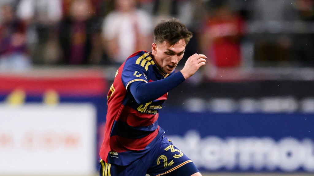 Real Salt Lake midfielder Zach Booth, shown during a game in February, scored his first Major League Soccer goal in RSL's 1-1 draw with Minnesota United on Saturday. (AP Photo/Tyler Tate)