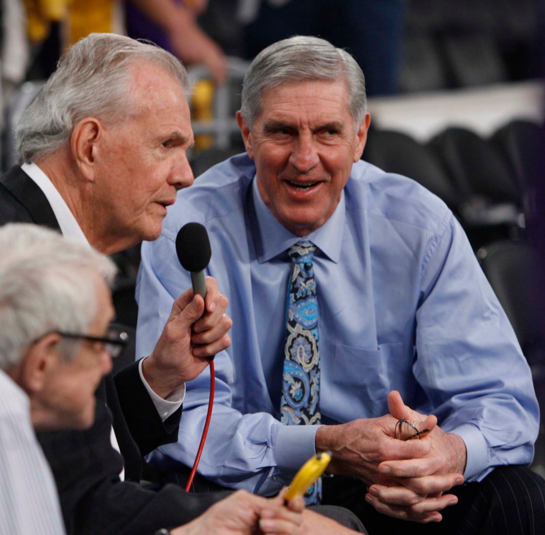 (Trent Nelson  |  Tribune file photo) Utah Jazz head coach Jerry Sloan does a pre-game interview with Rod Hundley in 2009.
