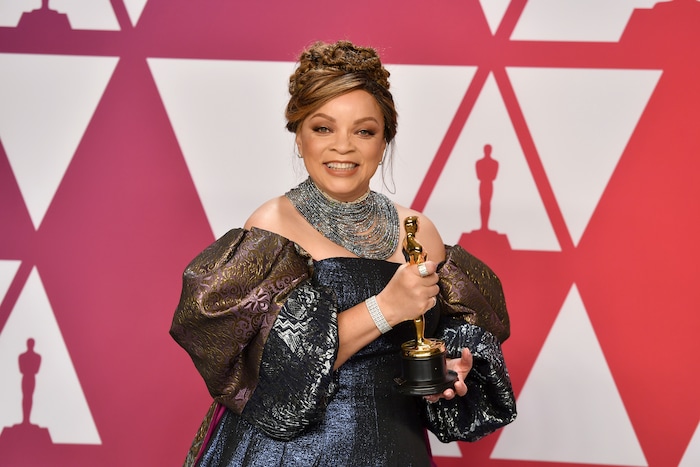 Ruth E. Carter poses with the award for best costume design for "Black Panther" in the press room at the Oscars on Sunday, Feb. 24, 2019, at the Dolby Theatre in Los Angeles. (Photo by Jordan Strauss/Invision/AP)