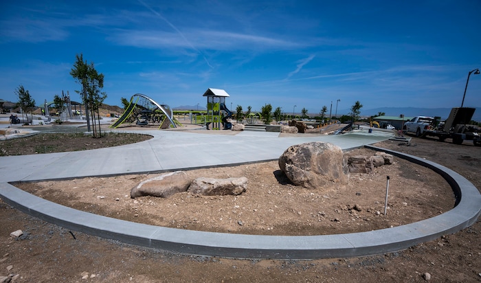 (Rick Egan | The Salt Lake Tribune) The playground at Magna Regional Park, photographed on June 17, 2021, is under construction, but the park has an estimated opening date in August.