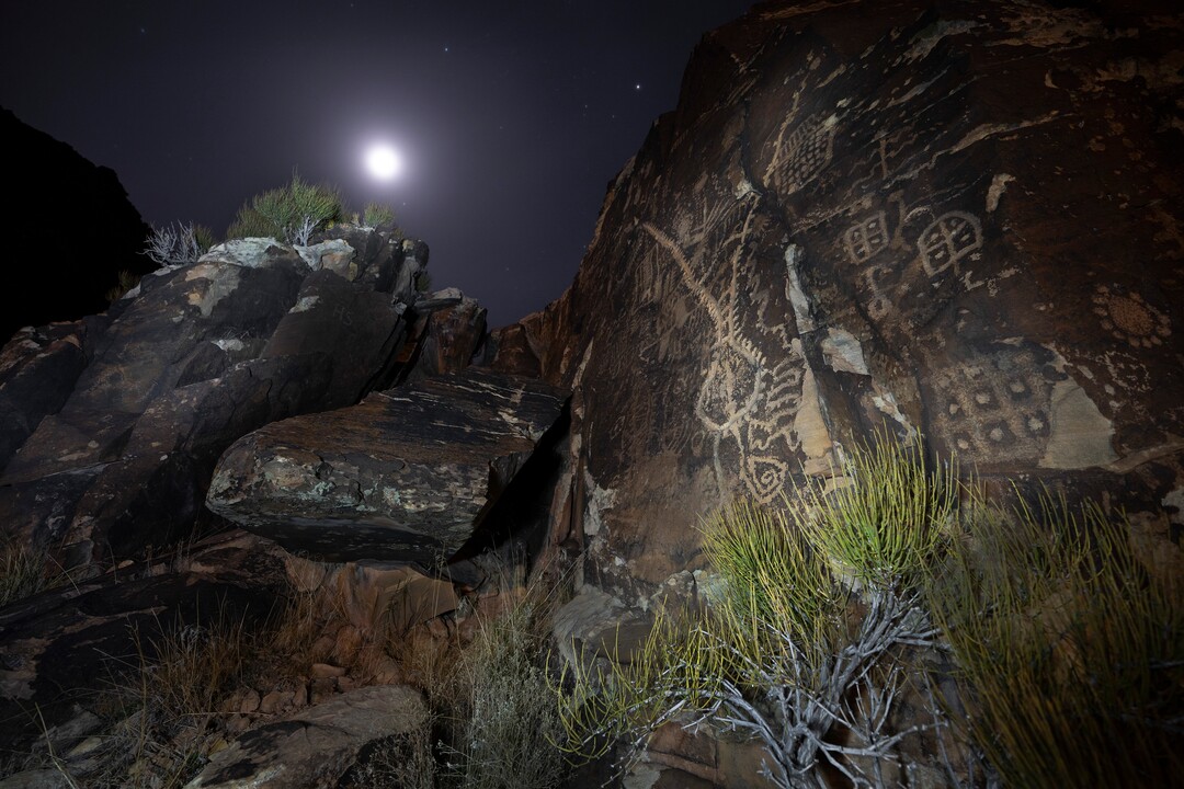 (Leah Hogsten | The Salt Lake Tribune)  The Zipper Glyph, March 20, 2021 during the spring equinox, or one of the two times during the year the sun illuminates the northern and southern hemispheres equally. The Zipper Glyph is the largest petroglyph at the Parowan Gap and has been interpreted in different ways. The Paiute Indian Tribe of Utah believes the glyph depicts the story of  a migration where many people experienced famine, drought, water crossings, cold, ice and hot sun and of a great Leader. The petroglyph also has been researched by an astronomer and archaeologist who believe the glyph is based on astronomical events, depicting the movement of the sun, moon and stars as a means to track and chart seasonal changes including the summer and winter solstices and the equinoxes among native people. Those theories are still under review by scientific and American Indian communities.