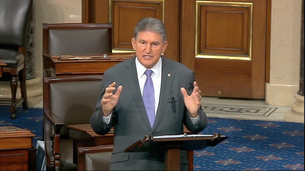 (Senate Television via AP)

Sen. Joe Manchin, Joe, D-W.Va., speaks on the Senate floor, Feb. 3, 2020.