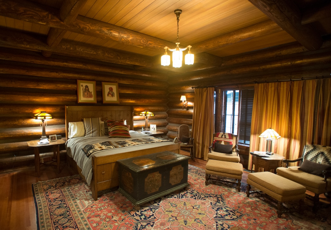 (Rick Egan  |  The Salt Lake Tribune)    The interiors of the Chief Joseph Ranch lodge, including this master bedroom, have been re-created at the Utah Film Studios in Park City for the upcoming Paramount Network series  "Yellowstone."