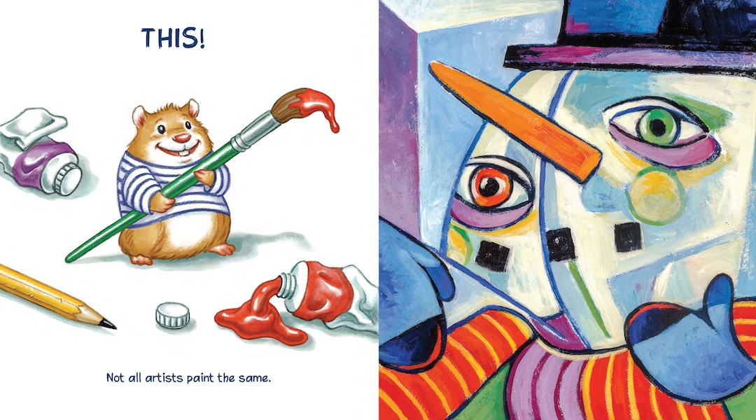 (Courtesy photo) Interior art from Amy and Greg Newbold's newest picture book, “If Picasso Painted a Snowman.”