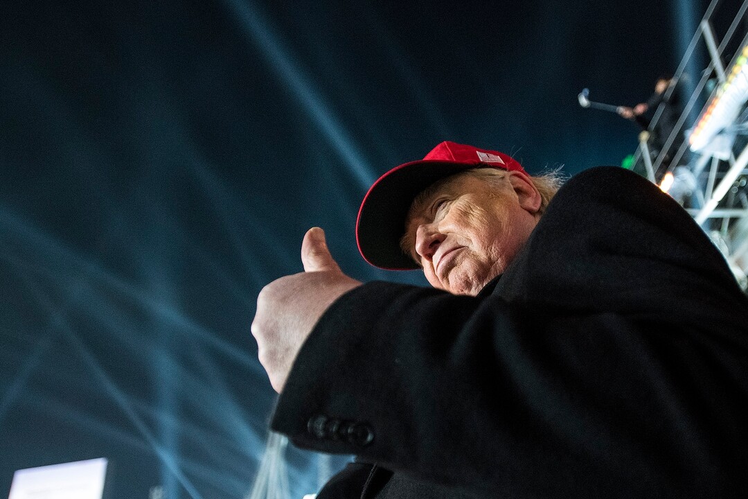 (Chris Detrick  |  The Salt Lake Tribune)  A man dressed up as U.S. President Donald Trump attends the Pyeongchang 2018 Winter Olympics opening ceremony at Olympic Stadium Friday, February 9, 2018.  