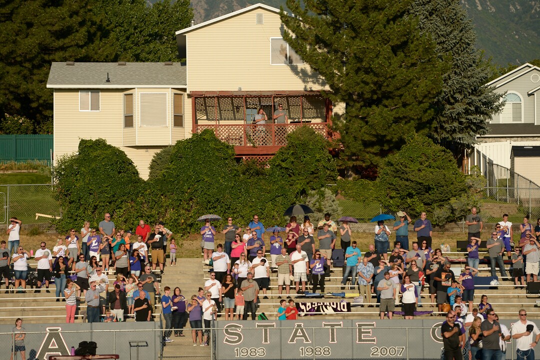 (Leah Hogsten  |  The Salt Lake Tribune)  Lehi High School and Alta High School are tied, 42-42 in the second half during their game, Friday, August 18, 2017 in Sandy. 