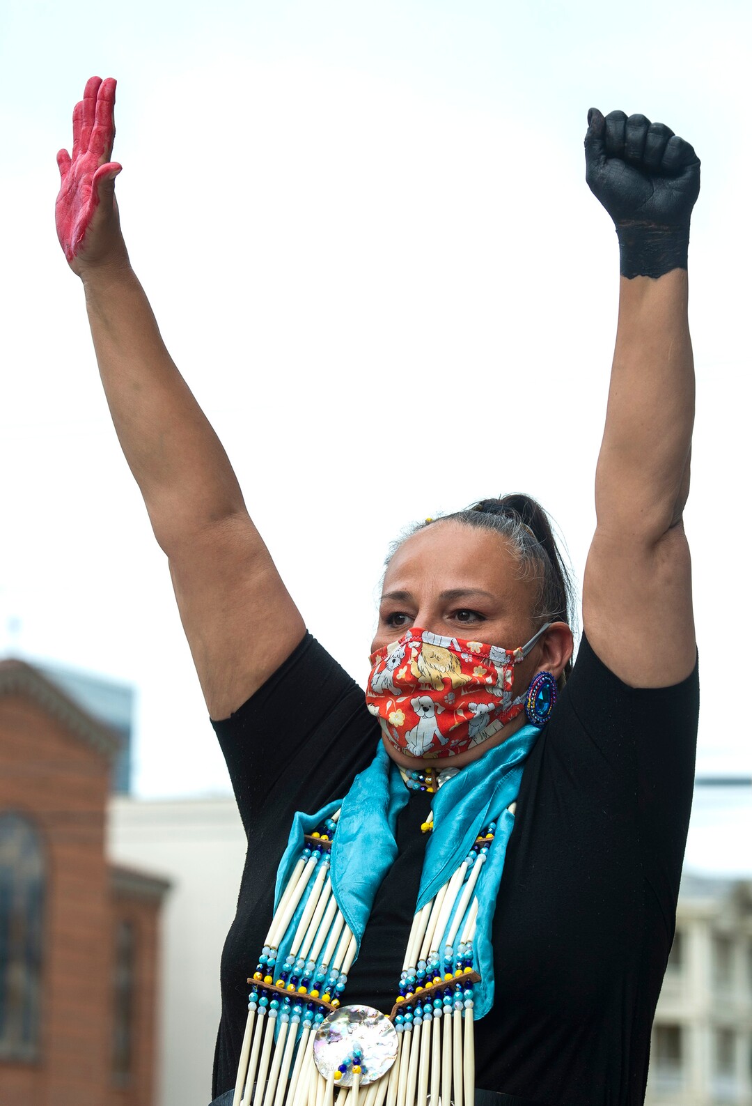 (Rick Egan  |  The Salt Lake Tribune) Roberta Huss protests against police brutality during a demonstration at Pioneer Park on Saturday, June 13, 2020.