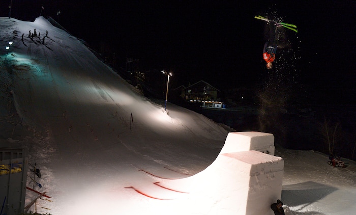 (Leah Hogsten  |  The Salt Lake Tribune) U.S. Freestyle Ski Team members run through their aerial routines during practice Jan. 7, 2020 at the Utah Olympic Park.