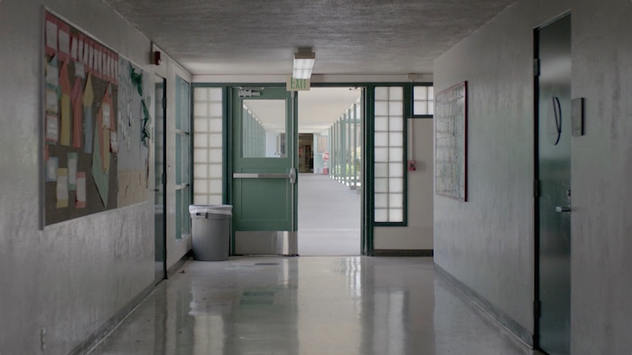 (courtesy Shorts International) A school hallway is the setting for a gunman's threat, in the short film "DeKalb Elementary," one of the five films nominated in the Live-Action Short Film category of the 90th Academy Awards.