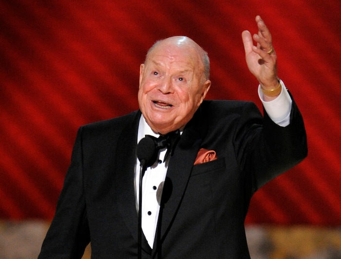 FILE - In this Sept. 21, 2008 file photo, Don Rickles is honored for best individual performance in a variety or music program for "Mr. Warmth: The Don Rickles Project," at the 60th Primetime Emmy Awards in Los Angeles. Rickles, the hollering, bald-headed "Merchant of Venom” whose barrage of barbs upon the meek and the mighty endeared him to audiences and his peers for decades died, Thursday, April 6, 2017 at his home in Los Angeles. He was 90. (AP Photo/Mark J. Terrill, File)