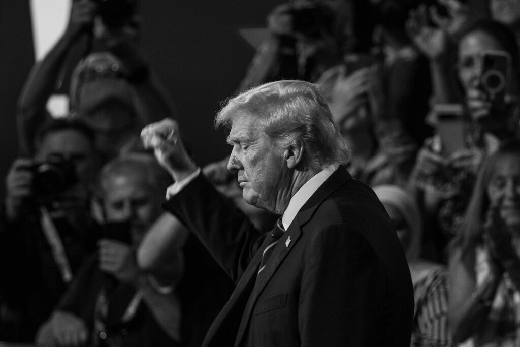 Former President Donald Trump during the Republican National Convention at the Fiserv Forum in Milwaukee, on June 17, 2024. (Damon Winter/The New York Times)