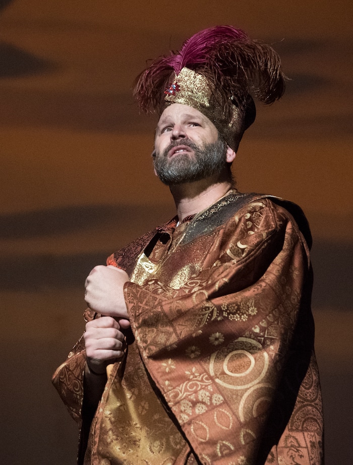 (Rick Egan  |  The Salt Lake Tribune) John Philpott as Darius rehearses "The Other Wise Man" on Nov. 27. The  musical, based on the Henry Van Dyke novella, opens Nov. 29, at Wasatch Jr. High.