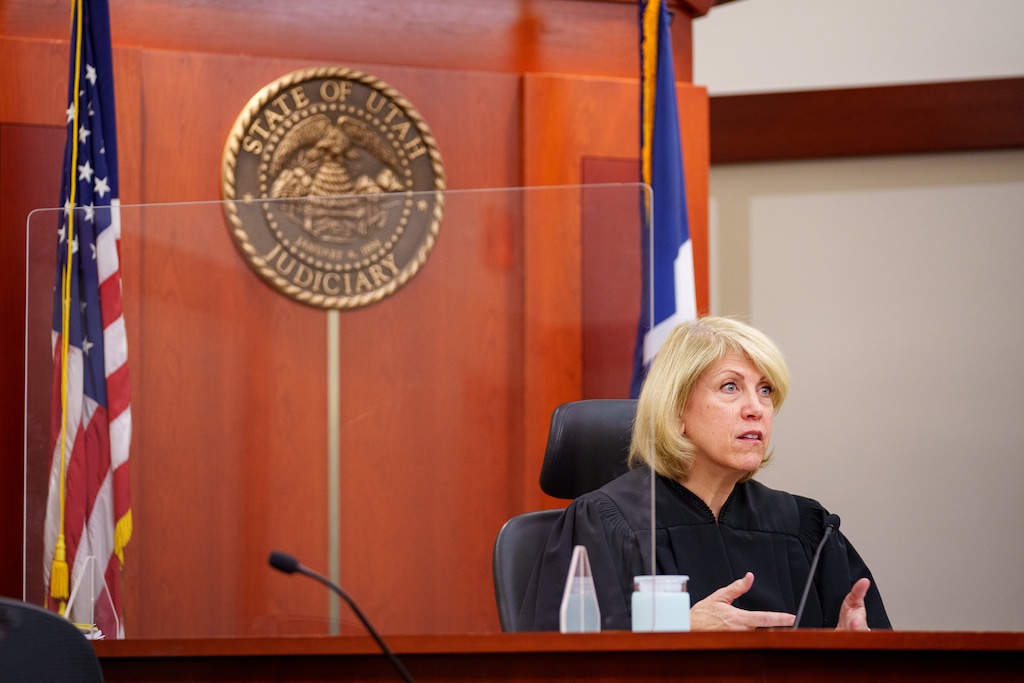 (Trent Nelson  |  The Salt Lake Tribune) Third District Judge Laura Scott during a hearing on Utah Education Association's lawsuit against the Utah Fits All Scholarship (voucher) program, in Salt Lake City on Thursday, Dec. 19, 2024.