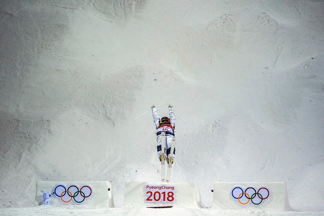 (Chris Detrick  |  The Salt Lake Tribune)  USA's Tess Johnson competes in the Ladies' Moguls Final at Phoenix Park during the Pyeongchang 2018 Winter Olympics Sunday, February 11, 2018. Johnson finished in 12th place with a score of 70.49. 