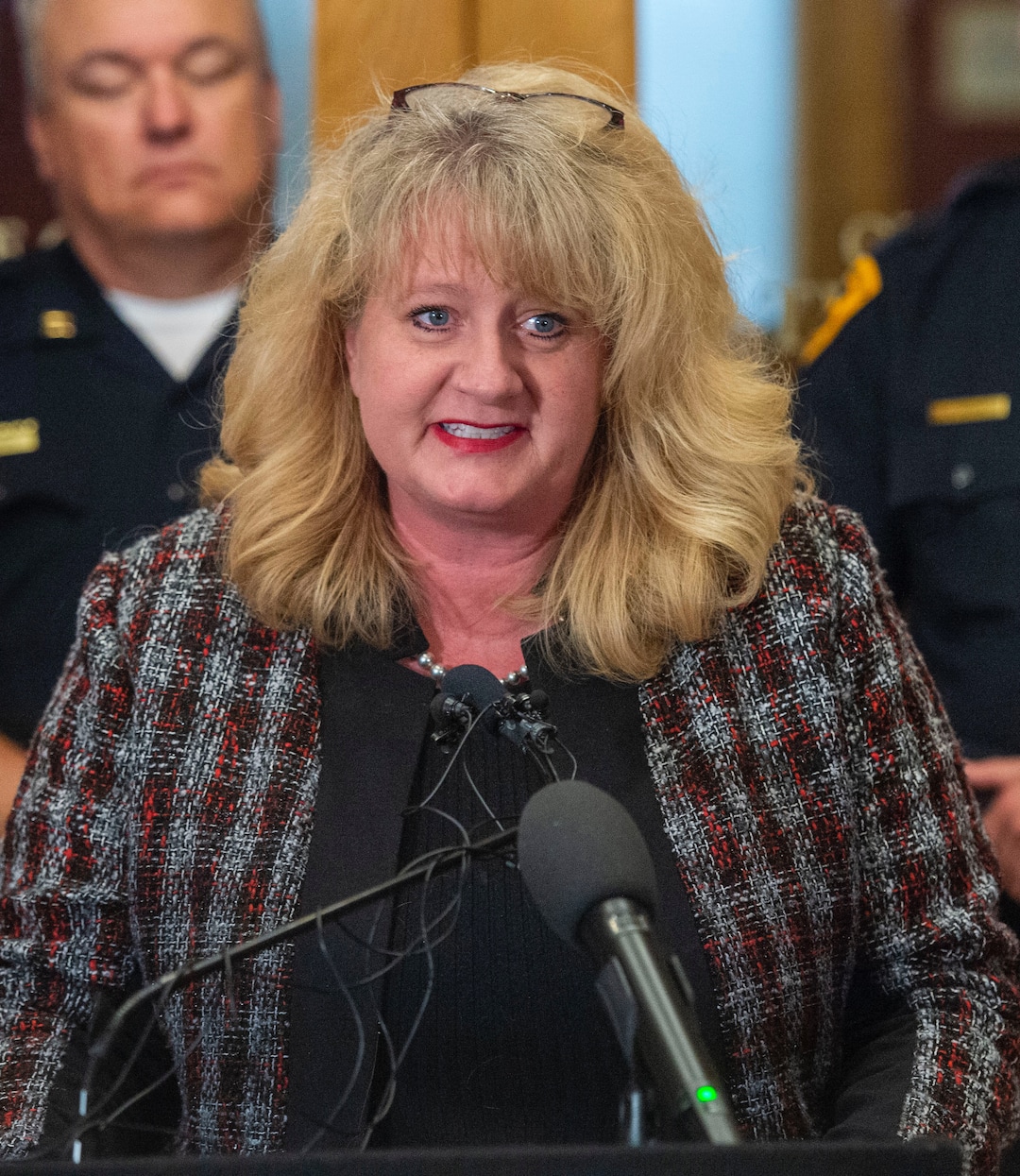 (Rick Egan  |  The Salt Lake Tribune)   Heidi Nestel, Executive Director of the Utah Crime Victims Legal Clinic, speaks during a news conference at the City and County Building, as Paul Cassell made an announcement regarding the Utah Supreme Court Petition on behalf of Jane Does and House Bill 281, Wednesday, April 3, 2019.
