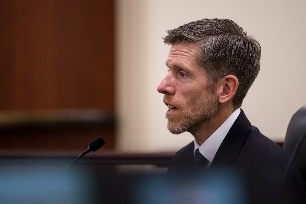 (Trent Nelson  |  The Salt Lake Tribune) John Nielsen answers questions during a hearing for his nomination to the Utah Supreme Court at the Utah Capitol in Salt Lake City on Thursday, Oct. 30, 2025.