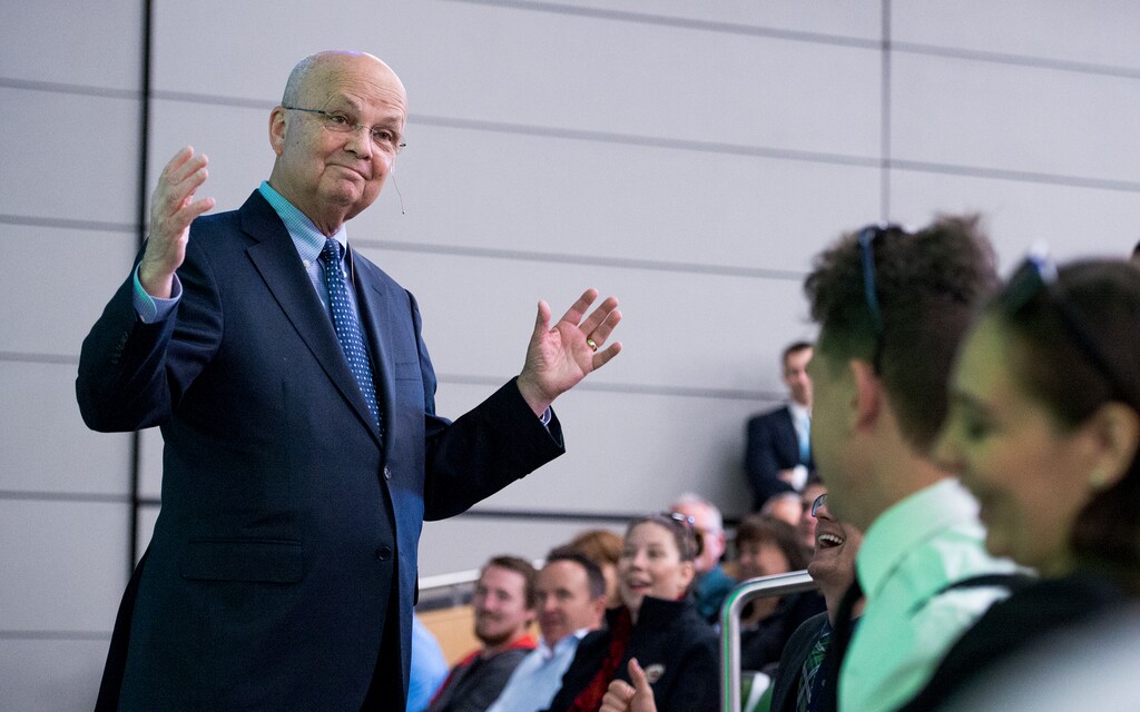 (Leah Hogsten  |  The Salt Lake Tribune) Michael Hayden, a retired United States Air Force four-star general, former Director of the National Security Agency, former Principal Deputy Director of National Intelligence, and former Director of the Central Intelligence Agency, speaks at Utah Valley University on the topic of “Hot Spots at Home and Around the World” Wednesday, October 11, 2017.