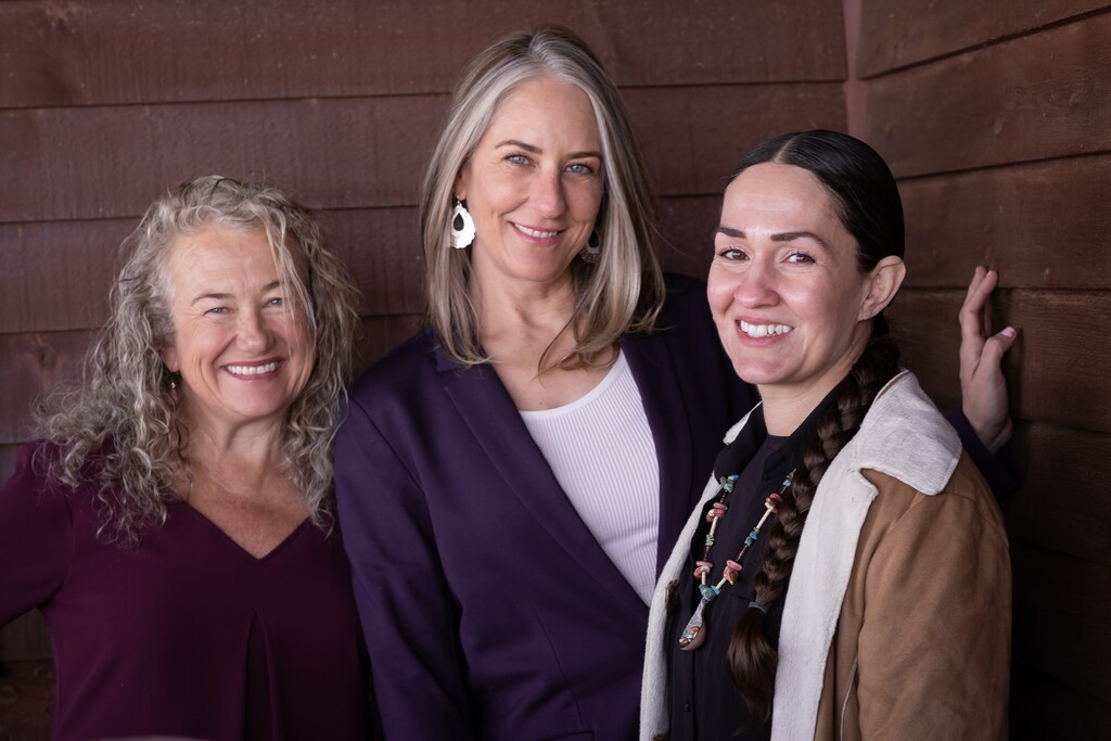 (Ace Hell's Backbone Grill & Farm) Tamara Stanger, right, is the new executive chef at Hell's Backbone Grill & Farm in Boulder, Utah, the restaurant announced on March 21, 2023. Stanger will be working with Hell's Backbone's founders, chef-owners Blake Spalding, left, and Jen Castle, center.
