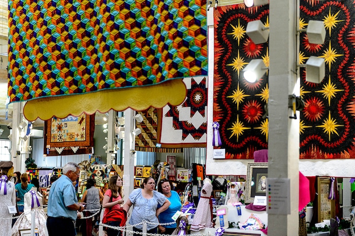 (Trent Nelson | The Salt Lake Tribune) Quilts on display at the Utah State Fair in Salt Lake City, Thursday September 7, 2017.