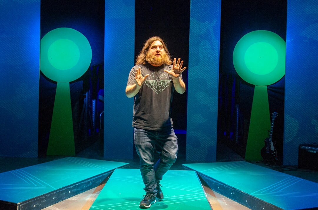 (Rick Egan  |  The Salt Lake Tribune)  Bryson Dumas rehearses for the first Utah theater production since the COVID-19 lockdown, titled "The Corona Conundrum," at The Parker Theatre, Wednesday, May 13, 2020.