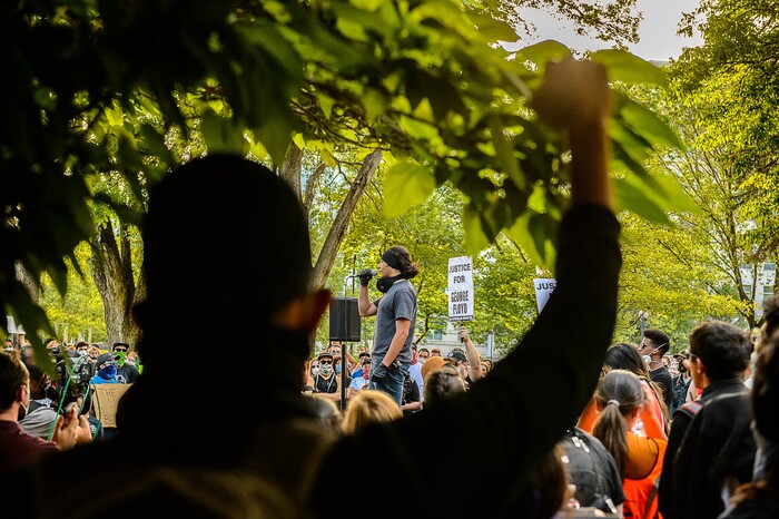 (Trent Nelson  |  The Salt Lake Tribune) Protest against police brutality in Salt Lake City on Monday, June 1, 2020.
