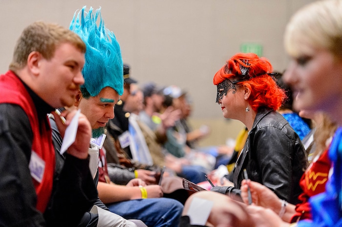 (Trent Nelson | The Salt Lake Tribune) Sci-Fi Speed Dating at Salt Lake Comic Con, Thursday September 21, 2017.