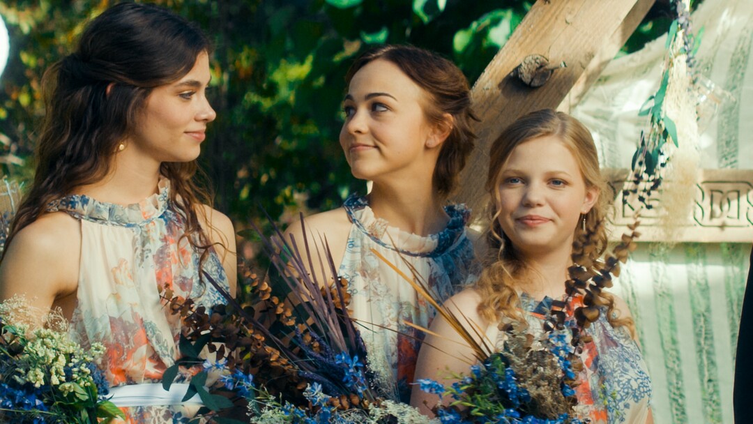 (Photo courtesy Pinnacle Peak Pictures) Jo (Sarah Davenport), Beth (Allie Jennings) and Amy (Elise Jones) serve as bridesmaids for their sister, Meg, in a scene from director Clare Niederpruem's modern-day adaptation of Louisa May Alcott's "Little Women."