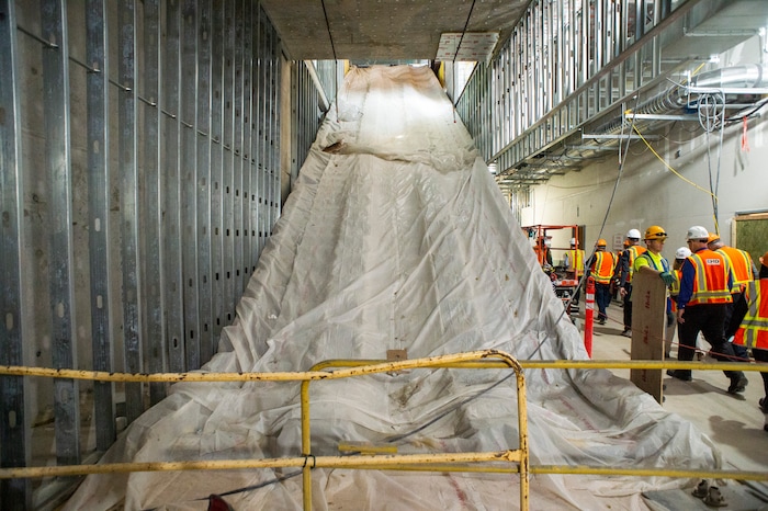 (Rick Egan  |  The Salt Lake Tribune)       Escalators in the new mid concourse tunnel to the north terminal. In less than a year the Salt Lake City Department of Airports will open the first phase of the new Salt Lake International Airport, Monday, Sept. 23, 2019.