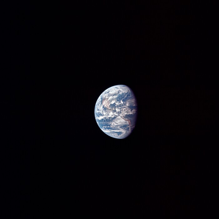 (NASA via AP) This July 17, 1969, photo made available by NASA shows the Earth as the Apollo 11 mission travels towards the moon.
