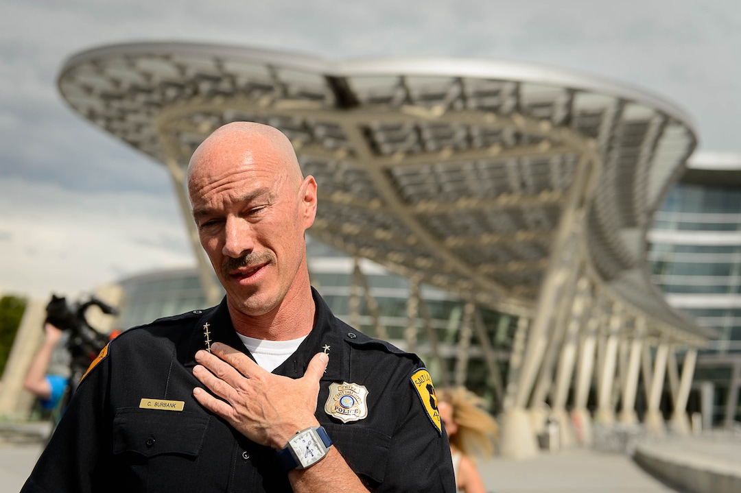 (Trent Nelson  |  Tribune file photo)
Popular Salt Lake City Police Chief Chris Burbank was basically forced to resign over what his boss, the mayor, said was mishandling of substantiated sexual harassment claims brought by three female officers against a deputy chief that Burbank put on leave but did not fire or demote. This photo was taken shortly after his departure in front of the Public Safety Building in Salt Lake City Thursday June 11, 2015.