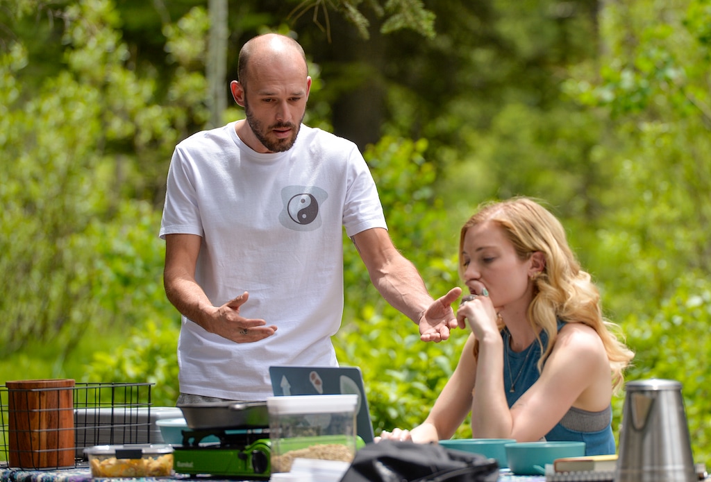 (Chris Samuels | The Salt Lake Tribune) Evan Hall and Skyler Samuels act out a scene for a movie about the murder of Gabby Petito during filming in Big Cottonwood Canyon, Wednesday, June 22, 2022.