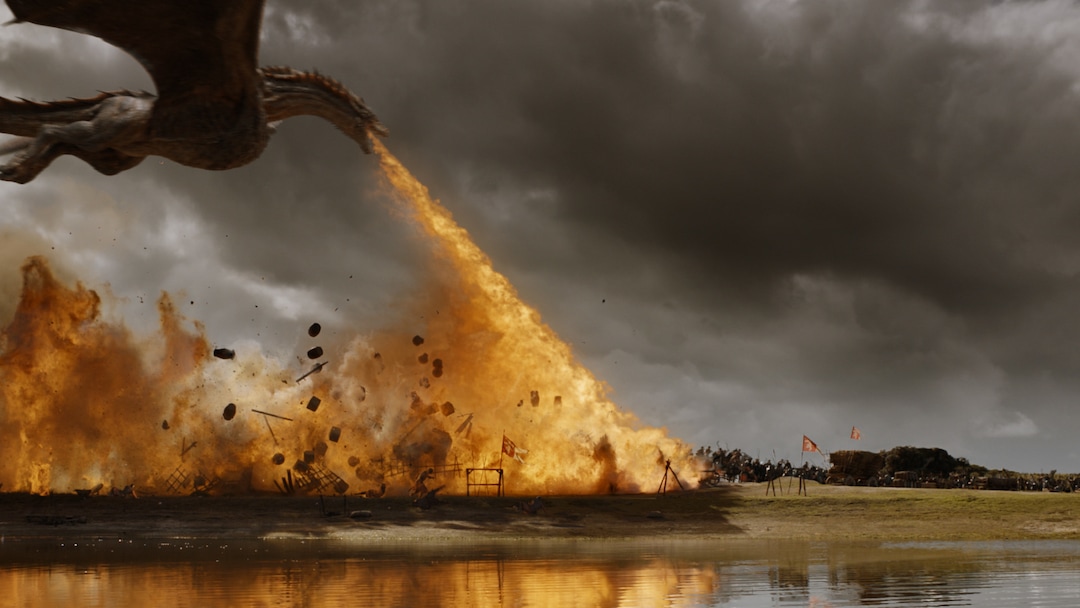 (Photo courtesy HBO) Drogon devastates the Lannister army in the Season 7 episode of “Game of Thrones” titled “The Spoils of War.”