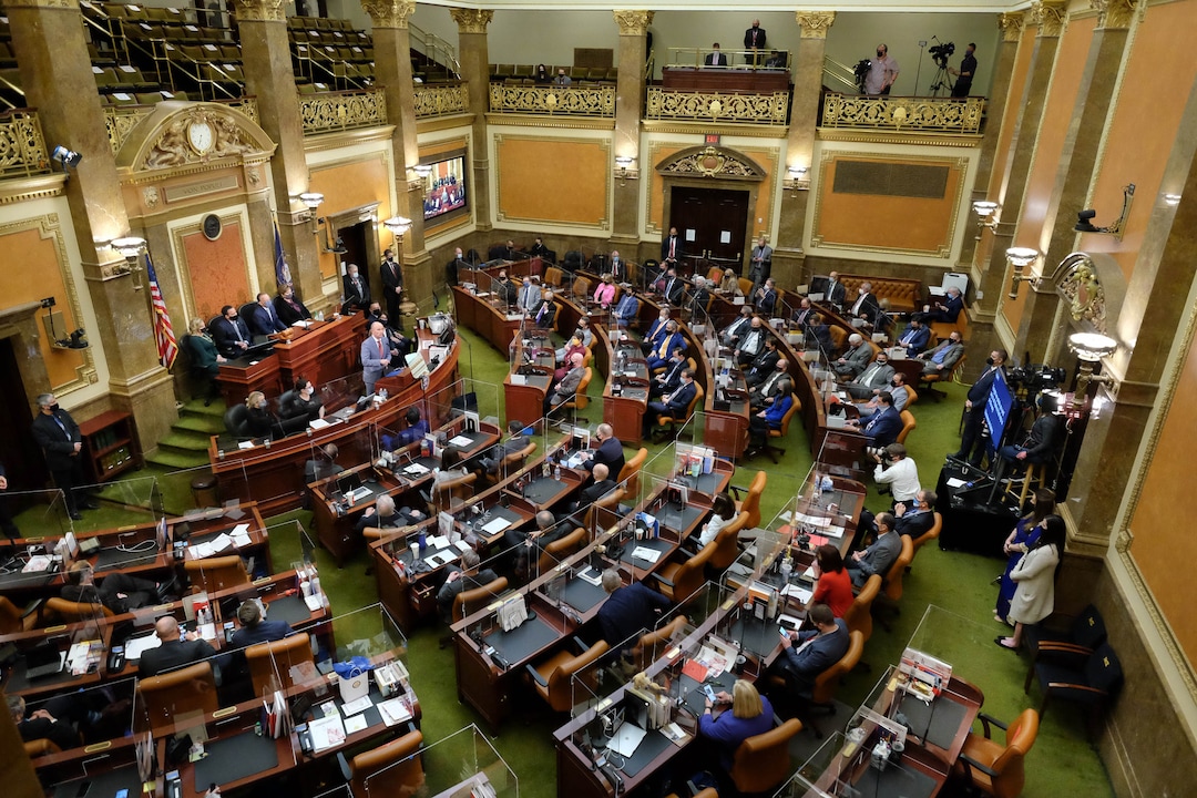 (Francisco Kjolseth  | The Salt Lake Tribune) Gov. Spencer Cox delivers his State of the State address at the Capitol in Salt Lake City on Thursday, Jan. 21, 2021.