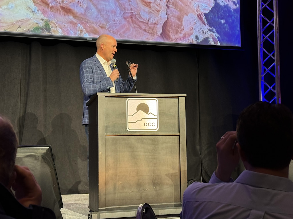 (Mark Eddington | The Salt Lake Tribune) Gov. Spencer Cox gives remarks in St. George, Thursday, Jan. 11, 2024.