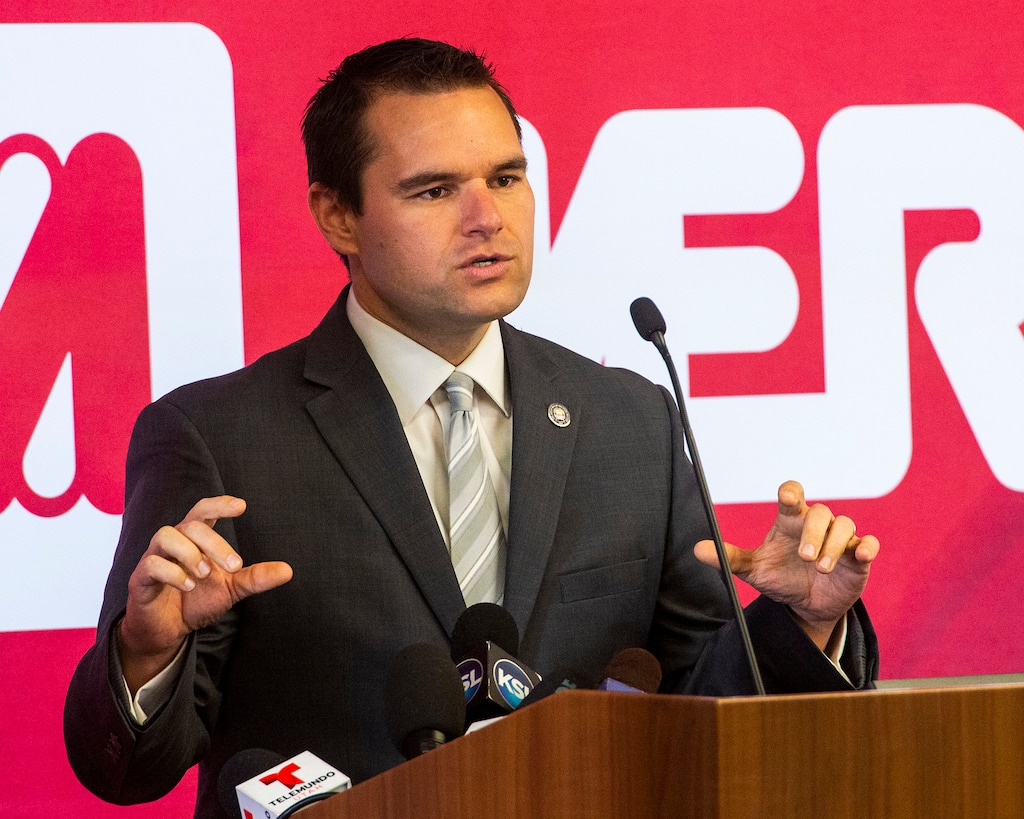 (Rick Egan  |  The Salt Lake Tribune)  Ben Hart, former deputy director of the Governor’s Office of Economic Opportunity, is seen during a pandemic news conference on Tuesday, April 21, 2020. He was appointed as the new executive director of the Utah Inland Port Authority on Aug. 24, 2022.